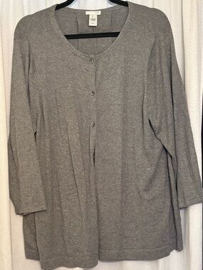 J. Jill Gray Button-Front Gray Cardigan